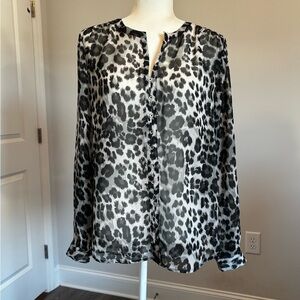 New York & Company Monochrome Animal Print Blouse